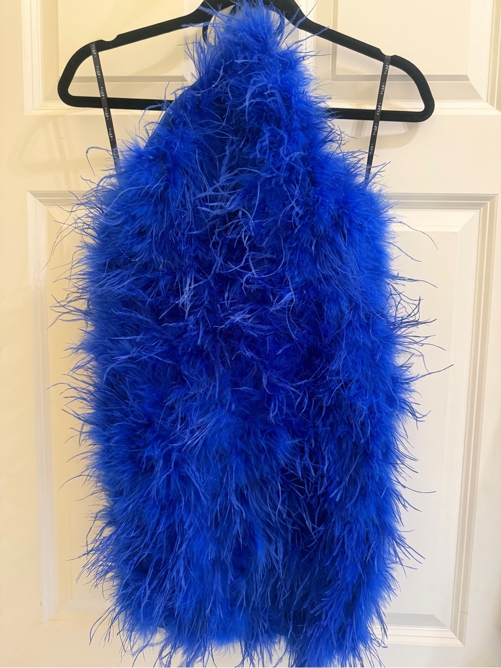 NWT Club L London "Power Up" Cobalt Blue Feather Halter Mini Dress - UK 6 / US 2